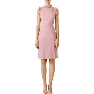 Rebecca Taylor Spring Ruffle Sleeveless Wool Dress Dusty Rose 2